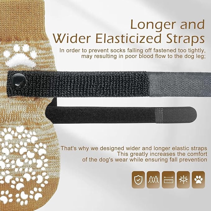 EXPAWLORER Anti Slip Dog Socks to Prevent Licking Paws, Dog Shoes for Hot Pavement, Dog Booties for Small Medium Large Senior Dogs, Traction Control Boots & Paw Protectors for Hardwood Floors