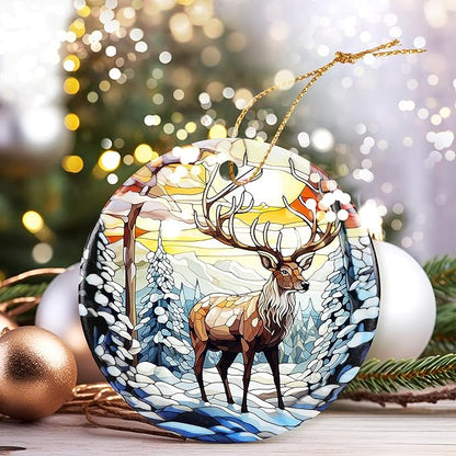 Christmas Ornament, Snow Elk Ornament, Christmas Decorations for Tree, Heirloom Keepsake, Gift Idea