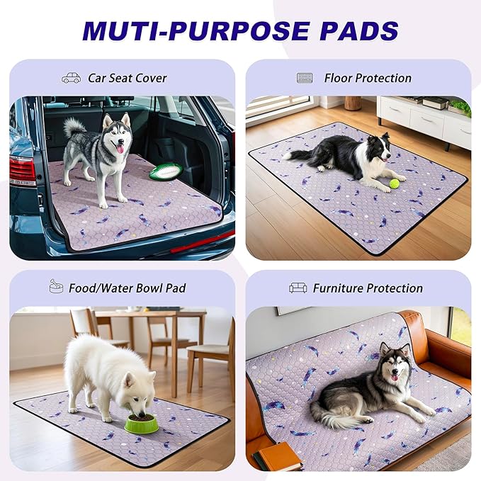 WanpeeGoo Washable Pee Pads for Dogs, 2Pack Reusable Puppy Pads, Super Absorbent & Leakproof Dog Pads, Anti-Slip Dog Pee Pads for Puppy Training & Incontinence, Feather Pattern 36"x41"
