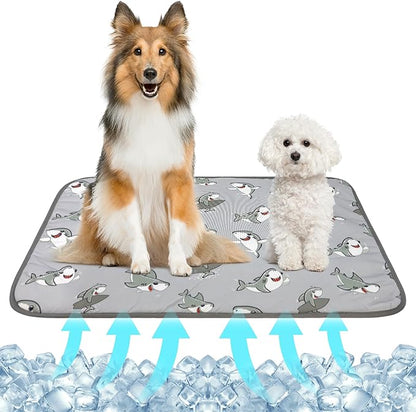 NACOCO Summer Pet Cooling Mat - Cat Dog Cushion Pad Sleeping Cool Sharks Comfortable Soft for Pets Kids and Adults (Grey Shark, L)