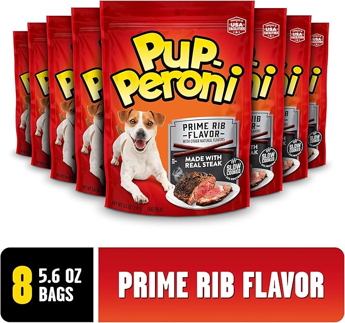 Pup-Peroni Dog Treats, Prime Rib Flavor, 5.6 Ounce (Pack of 8), Made with Real Steak