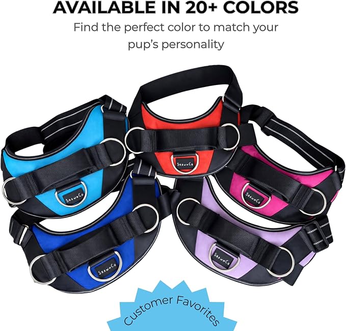 ShawnCo Essential Dog Harness, No-Pull Pet Vest (Mustang Red,L) | 3 Leash Clips, Easy On, No-Choke, Reflective, Adjustable Fit, Padded Comfort, Control Handle, For Small, Medium & Large Dogs