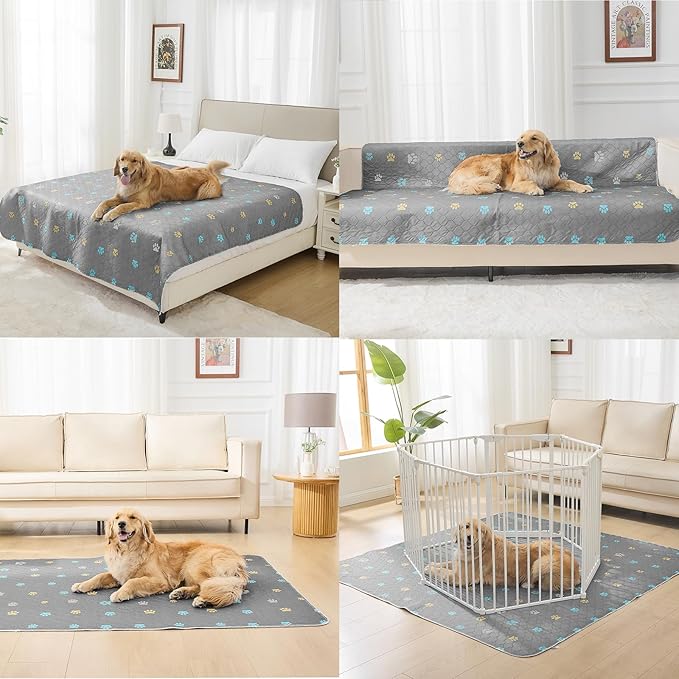 Aitmexcn Washable Puppy Dog Pee Pad, 2PCS 100% Waterproof Whelping Training Mat for Puppy/Senior Dog, Fast Drying Reusable Puppy Pads for Indoor, Outdoor and Car Travel- 54'' x 54'' Llight Gray