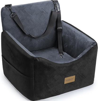 JOEJOY Dog Car Seats for Small Medium Dogs Under 35lbs, Dog Booster Seat with Detachable Washable Cover and Cushion, Memory Foam Pet Car Seat with Safety Belt and Storage Pockets (DG)