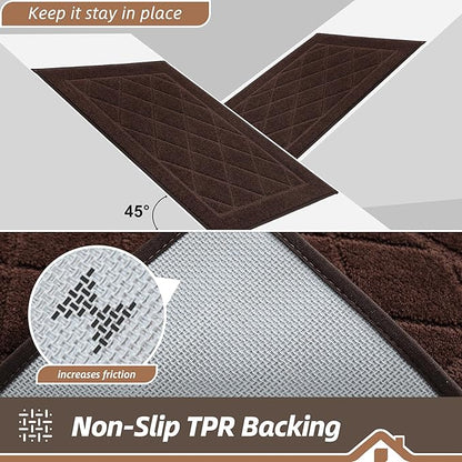 BEQHAUSE Dirt Trapper Door Mat 20" x 32", Doormat Non-Slip Entryway Rugs Washable, Dog Door Mat Stain Resistant and Absorbent Welcome Floor Mat for Front Back Door, Mud Wet Shoes & Paws, Brown