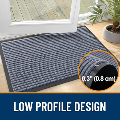 OLANLY Front Door Mat Indoor Outdoor Entrance, Waterproof Heavy Duty Doormat, Fade Resistant, Low Profile, Easy Clean Patio Porch Welcome Floor Mats for Entry, 47x23, Ash Grey