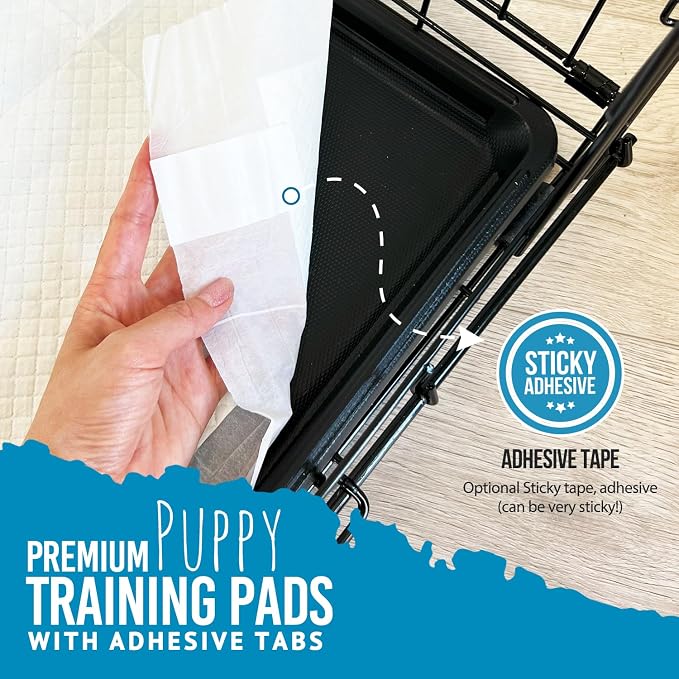 Bulldogology Pee Pads for Dogs XL with Adhesive Sticky Tape (24x35) Dog Puppy Pads Extra Large, Disposable Puppy Pads, Dog Training Wee Pads 6 Layers with Bullsorbent Polymer Tech (40-Count, White)