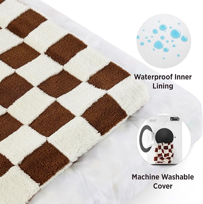 LE SURE Cute Aesthetic Dog Bed for Crate,Jacquard Thick Pet Pillow 35x22 | Shredded Chopped Foam,Modern Plush Crate Cushion Gift for Large Dog, Waterproof Washable Cover, Nonslip Bottom, Brown