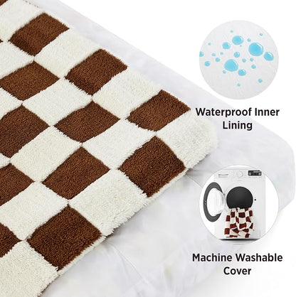 LE SURE Cute Aesthetic Dog Bed for Crate,Jacquard Thick Pet Pillow 35x22 | Shredded Chopped Foam,Modern Plush Crate Cushion Gift for Large Dog, Waterproof Washable Cover, Nonslip Bottom, Brown