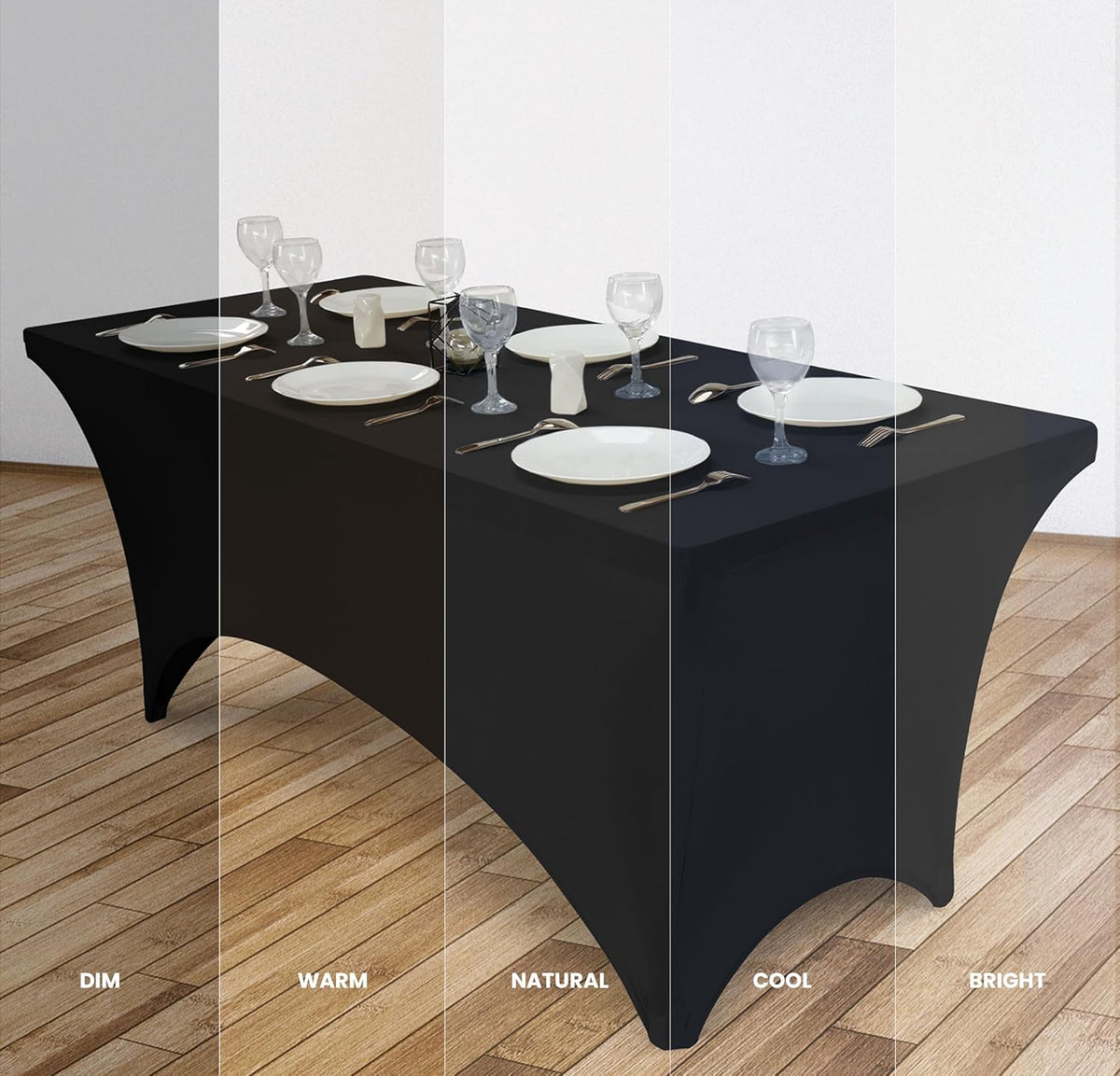 Utopia Kitchen 5FT Spandex Tablecloth [2 Pack, Black] 200 GSM Stretch, Fitted, Washable and Wrinkle Resistant Table Cloth Rectangle Cover for Trade Shows, Wedding, Parties [60Lx30Wx30H Inch]
