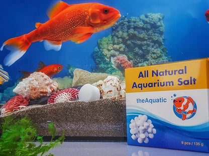 Premium Aquarium Salt, Aquarium Salt Freshwater Tablets for Aquarium Water Treatments Essential Supplies (9 Tablets)