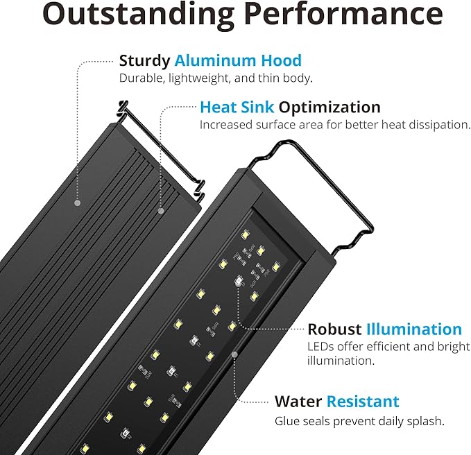 NICREW C10 Plants LED Aquarium Light, 48-60 in, 32 Watts, Full Spectrum Fish Tank Light with Timer, Day and Night Cycle, Brightness Adjustable
