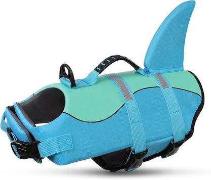 Shark Dog Life Jacket, Dog Life Vests for Boating, High Buoyant Pet Life Vest for Swimming, Adjustable Easy On Cat Life Jackets for Small, Medium, Large Dogs (Pool Blue,S)
