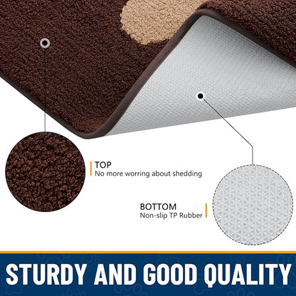 Smiry Dog Door Mat for Muddy Paws, Absorbs Moisture and Dirt, Low-Profile Entryway Mat with Non-Slip Backing, Entry Indoor Outdoor Doormat for Inside Floor (59x24 Inches, Brown, Paw)