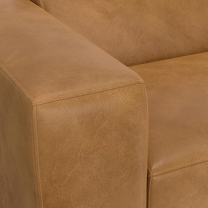 SIMPLIHOME Rex Modular Sofa and Ottoman Set in Full-Grain Genuine Leather, Sienna, 88-inch-Wide 2-Seater Leather Couch and Matching 34-inch-Wide Table Ottoman for Living Room