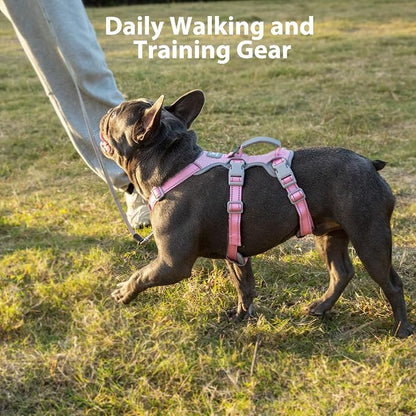 No Escape Dog Harness, Escape Proof Harness, Fully Reflective Harness with Padded Handle, Breathable,Durable, Adjustable Vest for Small Dogs Walking, Training, and Running Gear（Pink,S