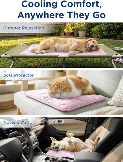 furrybaby Dog Cooling Mat for Medium Dogs, 30"x20" Self Cooling Pet Cooling Mat for Dogs & Cats, QMAX>0.5, Thickened Cool Fiber, Cooling pad for Dog Bed, Durable Portable Indoor/Outdoor Summer,Pink