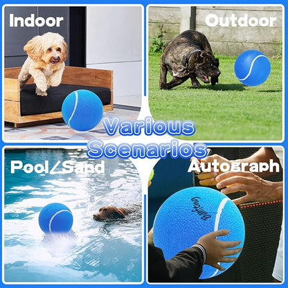 Big Tennis Ball for Dogs, Giant Dog Tennis Ball Toy Large Outdoor Sports Gift for Small Medium Large Dog (Blue, 9.5 inch)