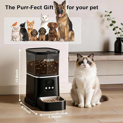Automatic Cat Feeder,2.4G WiFi Automatic Dog Food Dispenser,Auto Dog Feeder with APP Control,5L Timed Auto Cats Food Dispenser w 2-Way Audio for Multiple Pet