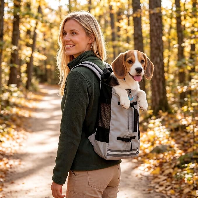 Big Dog Backpack Carrier, Green-L | Extra Large Pet Carrier for 66lbs Dogs, Fully Adjustable Water-Resistant Dog Travel Bag for Hiking Cycling Outdoor Adventures