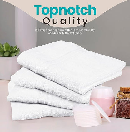 Towel and Linen Mart 100% Cotton- Wash Cloth Set -Pack of 4,Quick Dry,Luxurious,Absorbent,Soft Feel Spa & Hotel Perfect for Daily Use (12X12 White)