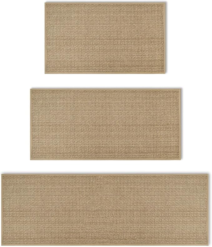 Artoid Mode Washable Non Slip Kitchen Rugs and Mats Set of 3, Rubber Backing Absorbent Kitchen Mats for Floor Front of Sink - 17"x29"+17"x36"+17"x47"