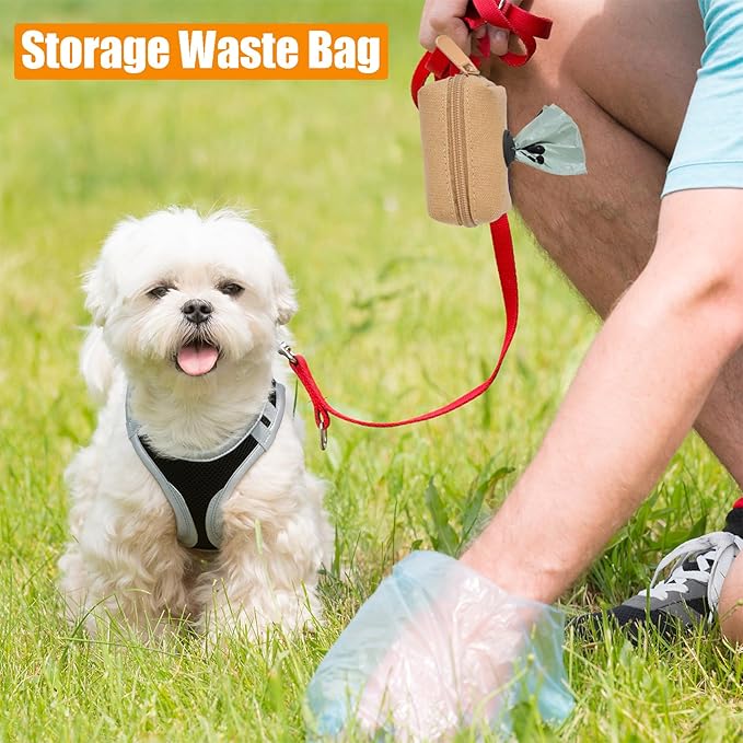 Dog Waste Bag Dispenser Pet Poop Bag Dispenser for Leash Accessory dog Poop Bag Holders Fits Dog Leash Include Hand Free Holder, Khaki, No-KaqiXB