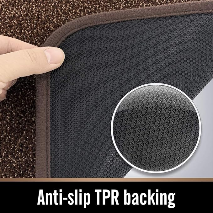 ITSOFT Dirt Trapper Indoor Door Mat & Entrance Rug For Wet Muddy Shoes and Pet Paws, Non-Slip Machine Washable, Shoe Scraper, Absorbent Welcome Dog Mat for Front Door, Entry Way (30x18, Brown & Camel)