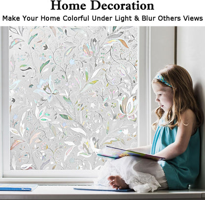 Kromapolis Window Film Privacy Frosted, Stained Glass Decorative Film, Non-Adhesive, No-Glue (35.4 x 314.9 inch)