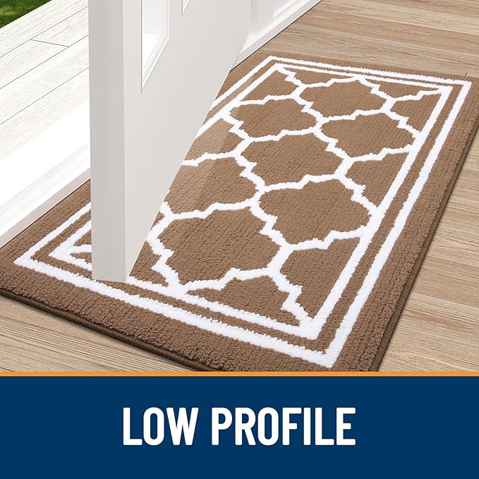 Buganda Runner Indoor Door Mat, Dirt-Resistant and Absorbent Doormat, Anti-Slip, Low Profile Floor Mats for Inside Entryway, Front, and Back Door Entrance (70x23 Inches, Brown)