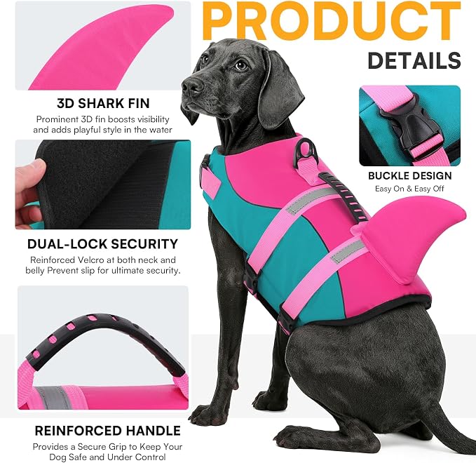 Dog Life Jacket With Rescue Handle - Swimming Vest, Adjustable Reflective Preserver for Small Dogs, Green XS