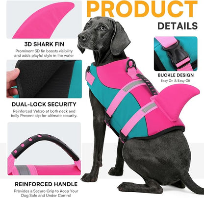 Dog Life Jacket With Rescue Handle - Swimming Vest, Adjustable Reflective Preserver for Small Dogs, Green XS