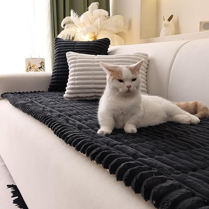 Couch Cover for Sofa, Sectional Couch Cover for Dogs, Sofa Cover Washable, Cushion Cover Blanket Pad Bed Mat for Pets, Fleece Furniture Protector, Black, 23.6x23.6in