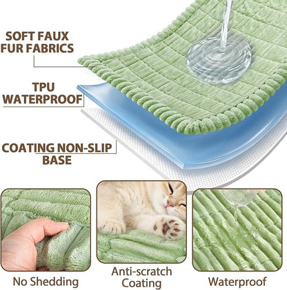 FUANGUI Waterproof Couch Cover Sofa Cover for Dogs and Pets Sofa Protector | Non-Slip Washable Fuzzy Soft Cat Sofa Slipcover for 2-3 Cushion Couch Sofa Pet Friendly, Grass Green, 27.6" x 70.9", 1 pcs
