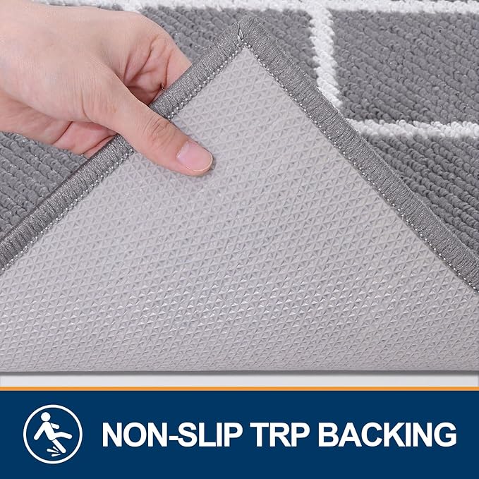 Finchitty Indoor Door Mat, Dirt Resistant and Absorbent, Low-Profile, Non-Slip, Washable Inside Floor Mats for Front Door, Back, and Entrance, 59" x 20", Grey