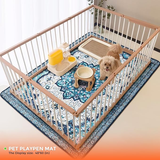 Hompet 2 Pack Super Absorbent Dog Door Mat for Muddy Paws, Washable Pee Pads for Dogs, Reusable Puppy Training Pads, Quick Dry Non-Slip Pet Entryway Rug, Leak-Proof Potty Pad for Indoor Floors 48x60
