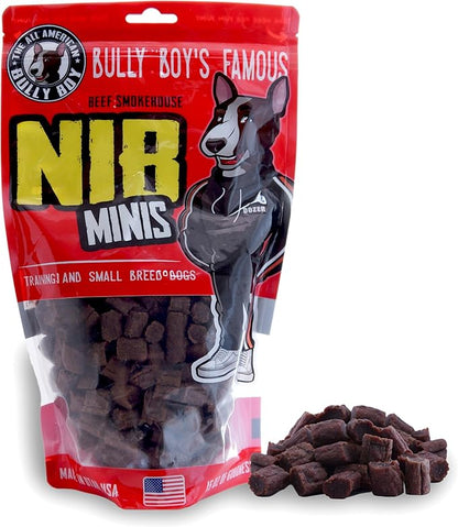 Bully Boy's Famous Mini Beef Training Nibs Dog Treats | Free from Wheat, Corn, Soy, or Gluten | USA Sourced Ingredients | with Smokehouse Beef | Made in Utah | 15 oz - 1 Pack