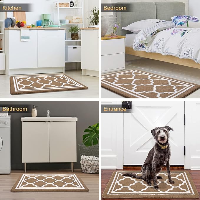 Buganda Runner Indoor Door Mat, Dirt-Resistant and Absorbent Doormat, Anti-Slip, Low Profile Floor Mats for Inside Entryway, Front, and Back Door Entrance (70x23 Inches, Brown)
