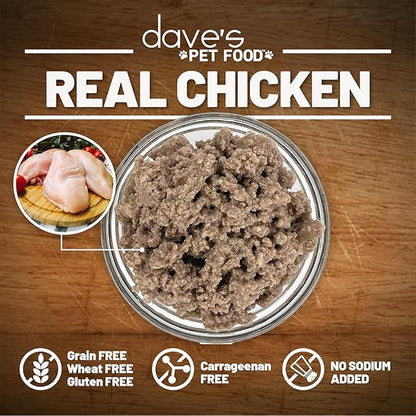 Dave's Pet Food Restricted Sodium Diet for Dogs, Chicken Pate Recipe, 13.2 oz Canned Dog Food, Case of 12