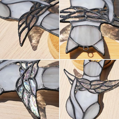 BOXCASA Cat Memorial Gifts for Loss of a Cat - Iridescent Angel Wing Suncatchers for Stained Glass Window Hangings,Loss of Pet Sympathy Gift for Women