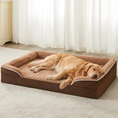 WNPETHOME Orthopedic Washable Dog Bed Large for Senior Dog Cozy Sleep | Waterproof Big Soft Dog Couch Sofa Bed for Dogs Relax with Removable Cover Supportive Comfort Pet Bed Brown 36x27 Inch
