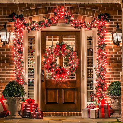 JMEXSUSS Red Christmas Lights Outdoor Indoor, 66ft 200 LED Red String Lights Clear Wire, 8 Modes Xmas Twinkle Fairy Light Plug in for Tree Room Party Christmas Decorations