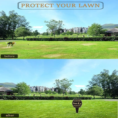 Clean Up after Your Dog Sign,13.6"x9.6" 2 Pack No Pooping Dog Sign for Yard with Integrated stake Double Side No Poop for Lawn Aluminum Metal for Outdoor Use