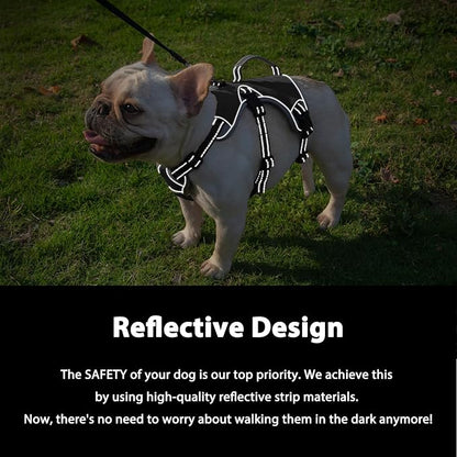 Escape Proof Dog Harness, Dachshund Harness, Reflective Dog Harness with Handle, Durable,Adjustable Vest for Small Medium Large Dogs Walking, Training, and Running Gear (Black,XL)