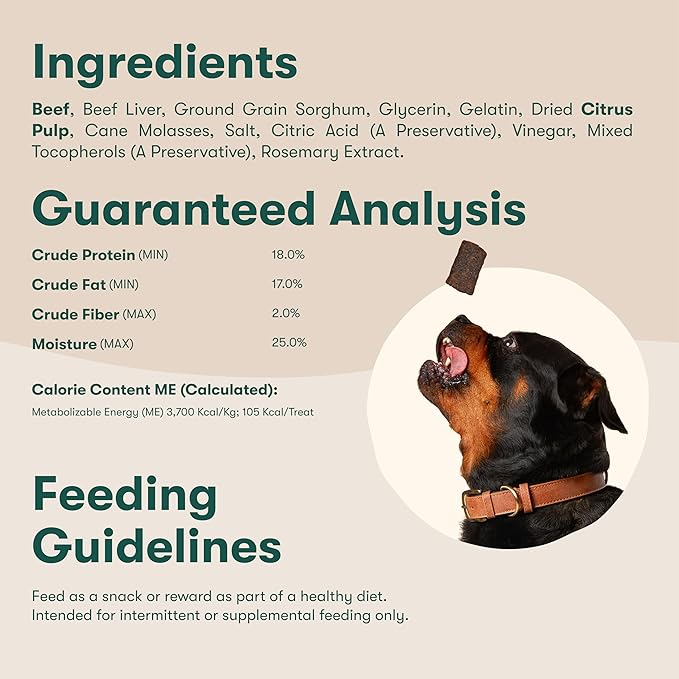 Jinx Tenders Beef Jerky Dog Treats, All Natural Ingredients, Soft and Chewy, Low-Calorie, Slow-Smoked Beef & Liver, No Fillers, 5oz, 6 Pack