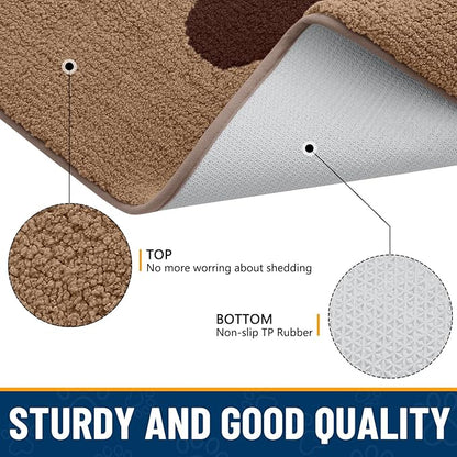 Smiry Dog Door Mat for Muddy Paws, Absorbs Moisture and Dirt, Low-Profile Entryway Mat with Non-Slip Backing, Entry Indoor Outdoor Doormat for Inside Floor (48x30 Inches, Beige, Paw)