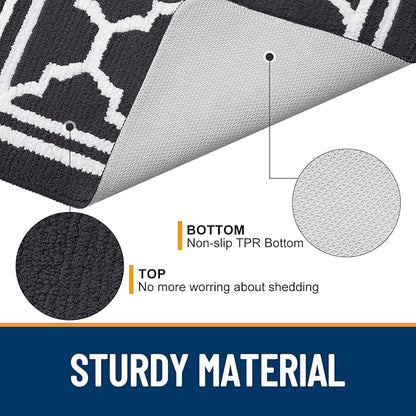 Buganda Indoor Door Mat, Dirt-Resistant and Absorbent Doormat, Anti-Slip, Low Profile Floor Mats for Inside Entryway, Front, and Back Door Entrance (32x20 Inches, Dark Grey)
