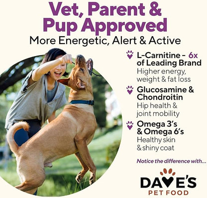 Dave's Pet Food Weight Management Dog Food (Turkey & Vegetables), Made in USA, Weight Loss, Soft, Canned Wet, 13.2oz (12 Pack)