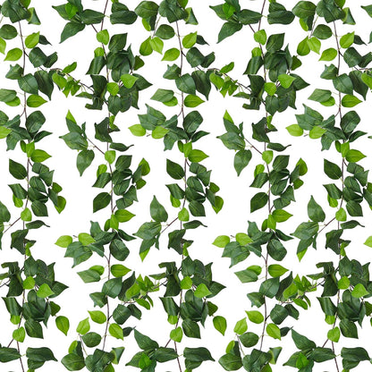 RECUTMS Artificial Vines Ivy Garland 6 Strands Fake Vine with Silk Green Leaves Hanging Plants Greenery Artificial Garland for Home Wall Bedroom Party Wedding Arch Apartment Room Decor