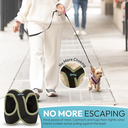 Gooby Escape Free Easy Fit X Step-in Dog Harness, Portland Green, X-Small | Patented escape-free, tightens on back-out; Choke-free X-frame + V-neck; Quick-release buckle; Reflective trim